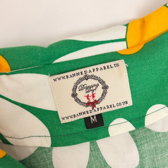 Modcloth Banned Apparel green daisy button up dress size Medium - Picture 5 of 9